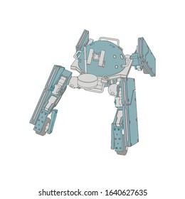 Vector illustration. Mecha in isolated background. For t-shirt design, poster, sticker.
