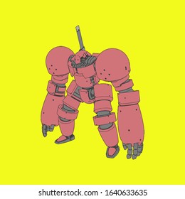 Vector illustration. Mecha in isolated background. For t-shirt design, poster, sticker.