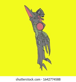 Vector illustration. Mecha in isolated background. For t-shirt design, poster, sticker.