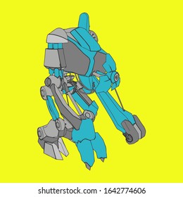 Vector illustration. Mecha in isolated background. For t-shirt design, poster, sticker.
