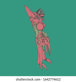 Vector illustration. Mecha in isolated background. For t-shirt design, poster, sticker.