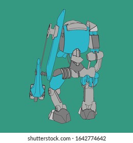 Vector illustration. Mecha in isolated background. For t-shirt design, poster, sticker.