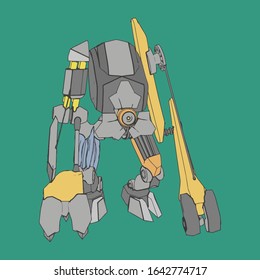 Vector illustration. Mecha in isolated background. For t-shirt design, poster, sticker.