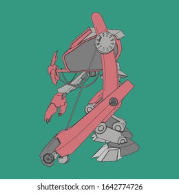 Vector illustration. Mecha in isolated background. For t-shirt design, poster, sticker.