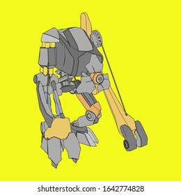 Vector illustration. Mecha in isolated background. For t-shirt design, poster, sticker.