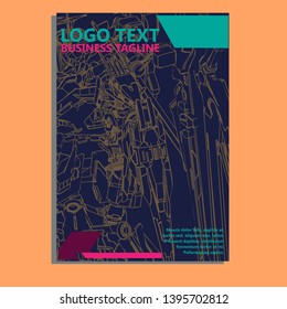 Vector illustration. Mecha sacred geometry. Mecha mock-up isolated design. For t-shirt design, poster, sticker. Line Style. - Vector