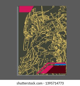 Vector illustration. Mecha sacred geometry. Mecha mock-up isolated design. For t-shirt design, poster, sticker. Line Style. - Vector