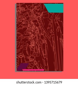 Vector illustration. Mecha sacred geometry. Mecha mock-up isolated design. For t-shirt design, poster, sticker. Line Style. - Vector