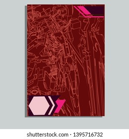 Vector illustration. Mecha sacred geometry. Mecha mock-up isolated design. For t-shirt design, poster, sticker. Line Style. - Vector