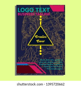 Vector illustration. Mecha sacred geometry. Mecha mock-up isolated design. For t-shirt design, poster, sticker. Line Style. - Vector