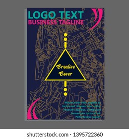 Vector illustration. Mecha sacred geometry. Mecha mock-up isolated design. For t-shirt design, poster, sticker. Line Style. - Vector