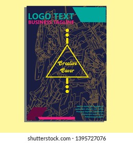 Vector illustration. Mecha sacred geometry. Mecha mock-up isolated design. For t-shirt design, poster, sticker. Line Style. - Vector