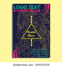 Vector illustration. Mecha sacred geometry. Mecha mock-up isolated design. For t-shirt design, poster, sticker. Line Style. - Vector