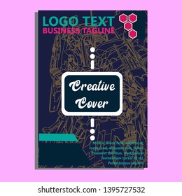 Vector illustration. Mecha sacred geometry. Mecha mock-up isolated design. For t-shirt design, poster, sticker. Line Style. - Vector