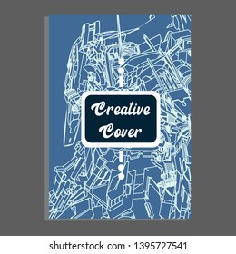 Vector illustration. Mecha sacred geometry. Mecha mock-up isolated design. For t-shirt design, poster, sticker. Line Style. - Vector