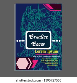 Vector illustration. Mecha sacred geometry. Mecha mock-up isolated design. For t-shirt design, poster, sticker. Line Style. - Vector