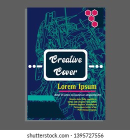 Vector illustration. Mecha sacred geometry. Mecha mock-up isolated design. For t-shirt design, poster, sticker. Line Style. - Vector
