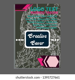Vector illustration. Mecha sacred geometry. Mecha mock-up isolated design. For t-shirt design, poster, sticker. Line Style. - Vector