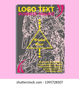 Vector illustration. Mecha sacred geometry. Mecha mock-up isolated design. For t-shirt design, poster, sticker. Line Style. - Vector
