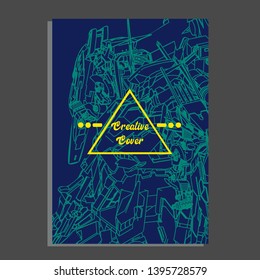 Vector illustration. Mecha sacred geometry. Mecha mock-up isolated design. For t-shirt design, poster, sticker. Line Style. - Vector