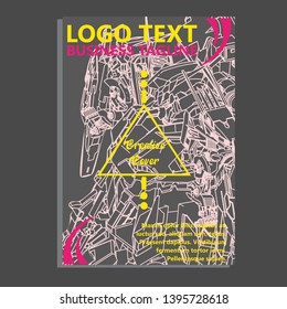 Vector illustration. Mecha sacred geometry. Mecha mock-up isolated design. For t-shirt design, poster, sticker. Line Style. - Vector