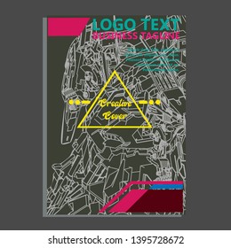 Vector illustration. Mecha sacred geometry. Mecha mock-up isolated design. For t-shirt design, poster, sticker. Line Style. - Vector