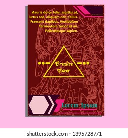 Vector illustration. Mecha sacred geometry. Mecha mock-up isolated design. For t-shirt design, poster, sticker. Line Style. - Vector