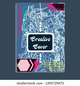 Vector illustration. Mecha sacred geometry. Mecha mock-up isolated design. For t-shirt design, poster, sticker. Line Style. - Vector