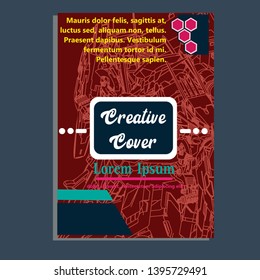 Vector illustration. Mecha sacred geometry. Mecha mock-up isolated design. For t-shirt design, poster, sticker. Line Style. - Vector