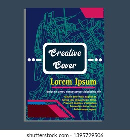 Vector illustration. Mecha sacred geometry. Mecha mock-up isolated design. For t-shirt design, poster, sticker. Line Style. - Vector