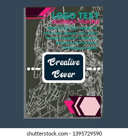 Vector illustration. Mecha sacred geometry. Mecha mock-up isolated design. For t-shirt design, poster, sticker. Line Style. - Vector