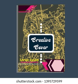 Vector illustration. Mecha sacred geometry. Mecha mock-up isolated design. For t-shirt design, poster, sticker. Line Style. - Vector