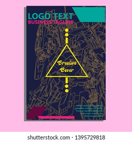 Vector illustration. Mecha sacred geometry. Mecha mock-up isolated design. For t-shirt design, poster, sticker. Line Style. - Vector