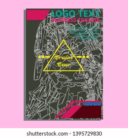 Vector illustration. Mecha sacred geometry. Mecha mock-up isolated design. For t-shirt design, poster, sticker. Line Style. - Vector