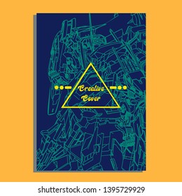Vector illustration. Mecha sacred geometry. Mecha mock-up isolated design. For t-shirt design, poster, sticker. Line Style. - Vector