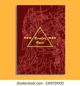 Vector illustration. Mecha sacred geometry. Mecha mock-up isolated design. For t-shirt design, poster, sticker. Line Style. - Vector
