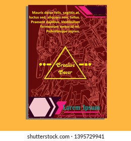 Vector illustration. Mecha sacred geometry. Mecha mock-up isolated design. For t-shirt design, poster, sticker. Line Style. - Vector