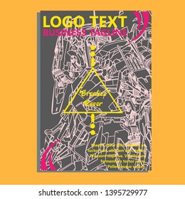 Vector illustration. Mecha sacred geometry. Mecha mock-up isolated design. For t-shirt design, poster, sticker. Line Style. - Vector