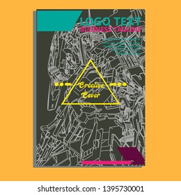 Vector illustration. Mecha sacred geometry. Mecha mock-up isolated design. For t-shirt design, poster, sticker. Line Style. - Vector