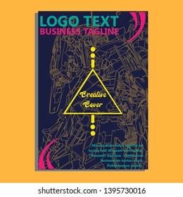 Vector illustration. Mecha sacred geometry. Mecha mock-up isolated design. For t-shirt design, poster, sticker. Line Style. - Vector
