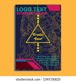Vector illustration. Mecha sacred geometry. Mecha mock-up isolated design. For t-shirt design, poster, sticker. Line Style. - Vector