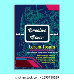 Vector illustration. Mecha sacred geometry. Mecha mock-up isolated design. For t-shirt design, poster, sticker. Line Style. - Vector