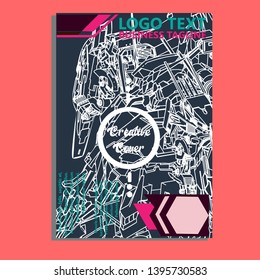 Vector illustration. Mecha sacred geometry. Mecha mock-up isolated design. For t-shirt design, poster, sticker. Line Style. - Vector