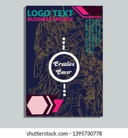 Vector illustration. Mecha sacred geometry. Mecha mock-up isolated design. For t-shirt design, poster, sticker. Line Style. - Vector