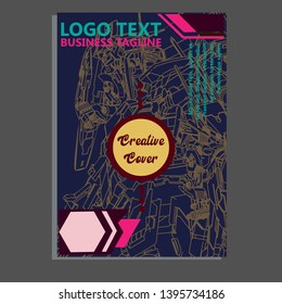 Vector illustration. Mecha sacred geometry. Mecha mock-up isolated design. For t-shirt design, poster, sticker. Line Style. - Vector