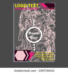 Vector illustration. Mecha sacred geometry. Mecha mock-up isolated design. For t-shirt design, poster, sticker. Line Style. - Vector