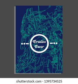 Vector illustration. Mecha sacred geometry. Mecha mock-up isolated design. For t-shirt design, poster, sticker. Line Style. - Vector