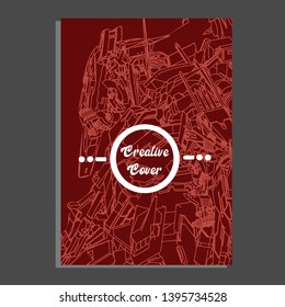 Vector illustration. Mecha sacred geometry. Mecha mock-up isolated design. For t-shirt design, poster, sticker. Line Style. - Vector