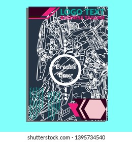 Vector illustration. Mecha sacred geometry. Mecha mock-up isolated design. For t-shirt design, poster, sticker. Line Style. - Vector