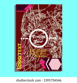 Vector illustration. Mecha sacred geometry. Mecha mock-up isolated design. For t-shirt design, poster, sticker. Line Style. - Vector